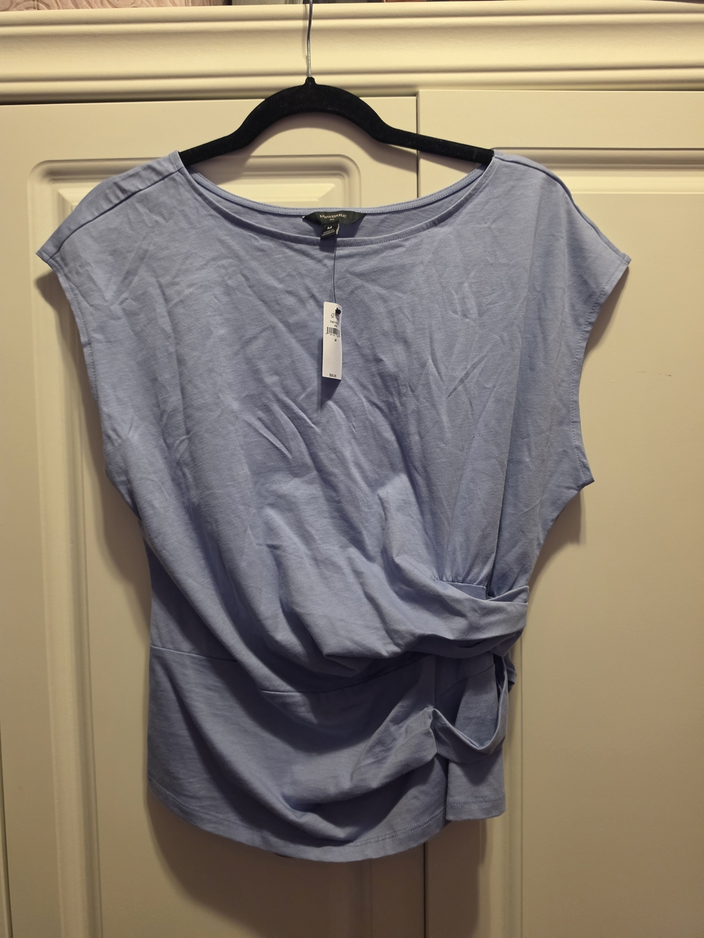Banana Republic Light Blue Side-Ruched Cap-Sleeve Top
